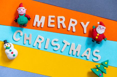 Christmas greeting text font art with colorful lettering and backgrounds for wishing and celebrate, Sensitive Focusの写真素材