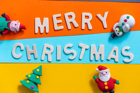 Christmas greeting text font art with colorful lettering and backgrounds for wishing and celebrate, Sensitive Focusの写真素材