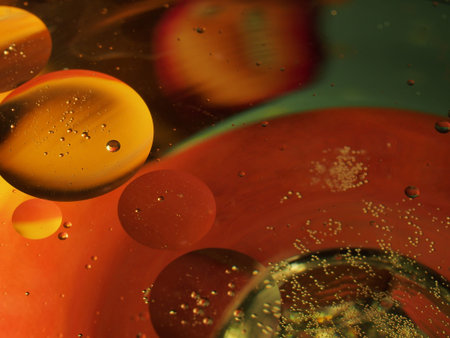 Abstract photography. Multi-colored circles on a multi-colored background. Red, yellow, pink, green,...