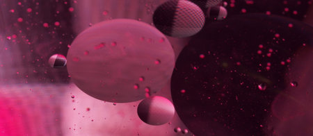 Abstract photography. Multi-colored circles on a multi-colored background. Red, yellow, pink, green, purple circles. Drops of oil on the water. Bokeh. The background photo.の写真素材