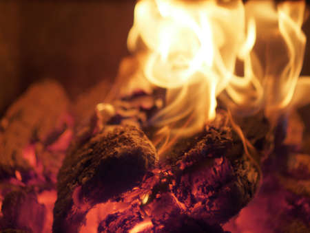 Wood is burning in the furnace furnace. Close-up. Fire.の写真素材