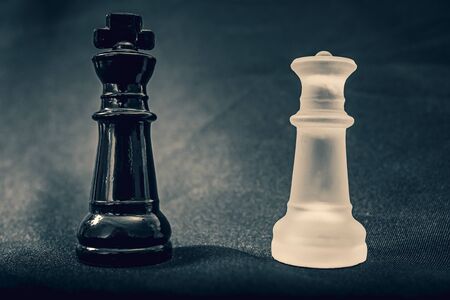 Black and white glass King and Queenの写真素材
