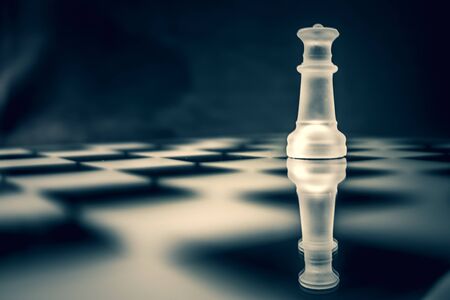 White frosted glass queen chess pieceの写真素材