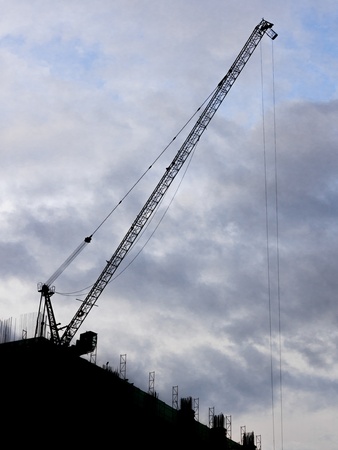 silhouette of construction siteの写真素材