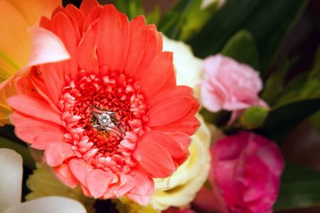 Ring in red flowerの写真素材