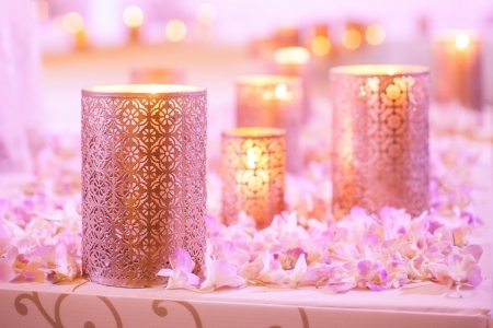 Flower and candle decoration for a wedding