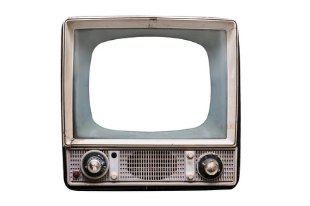 isolated old vintage television with empty screenの写真素材