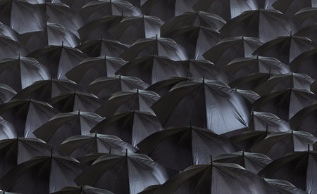 image of many black umbrellasの写真素材