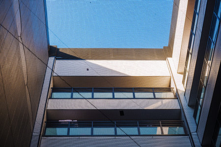 Fall protection safety net in the buildingの写真素材