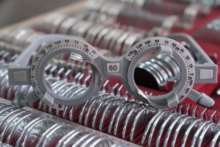Manual eyes sight examination tools with a set of trial lenses for a phoropter used for eye exam