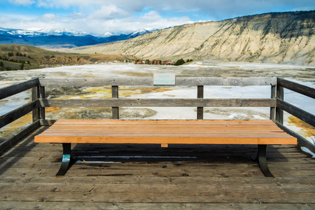 Main terrace for tourist to sightseeing the great view of Yellowstone National Parkの写真素材