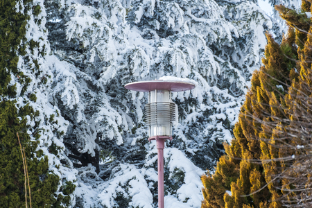 street, lamp, pole, light, post, lamppost, outdoor, sky, road, background.の写真素材