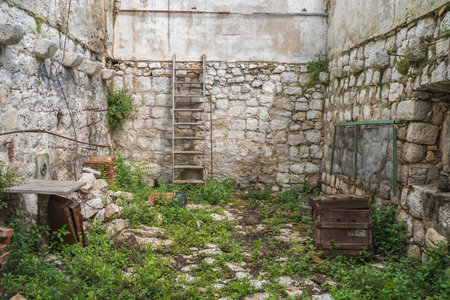 Abandoned stone house in Croatiaの写真素材