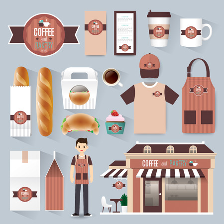 Vector restaurant cafe set. Layout set of corporate identity mock up template.のイラスト素材