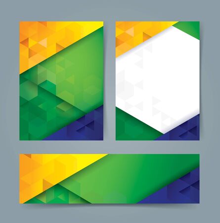 Vector geometric background in Brazil flag concept.のイラスト素材