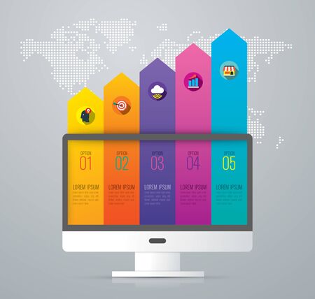 Infographic design template set and business icons.のイラスト素材