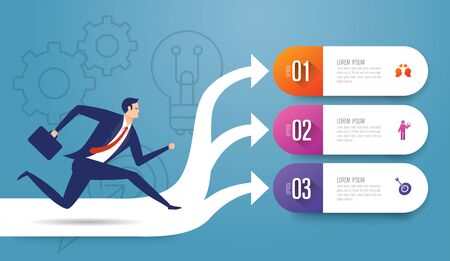Businessman running. Infographic design vector and business icons.のイラスト素材