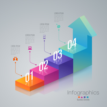 Stair infographics design vector and business icons with 4 options.のイラスト素材