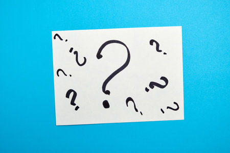 Question mark on sticker. A simple question conceptの写真素材
