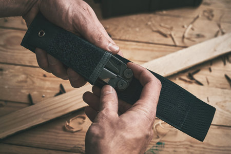 LVIV, UKRAINE - December 21, 2023:: Multitool Leatherman Wave Plus black