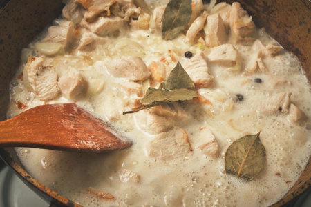 Gravy from chicken. Homemade food conceptの写真素材