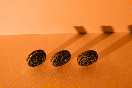 LVIV, UKRAINE - November 27, 2023: oreo cookies creative photo on color backgroundのeditorial素材
