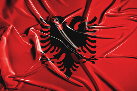 Albania flag silkの写真素材