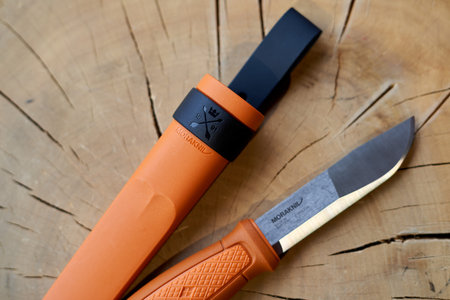 Lviv, Ukraine - February 11, 2024 : Close up photo of Mora Kansbol knife