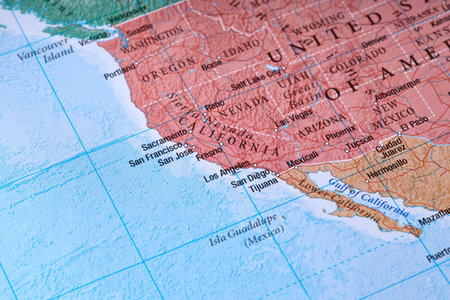 the state of California on the administrative map