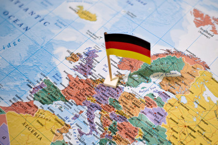 The Flag of Germany on the World Map.の写真素材
