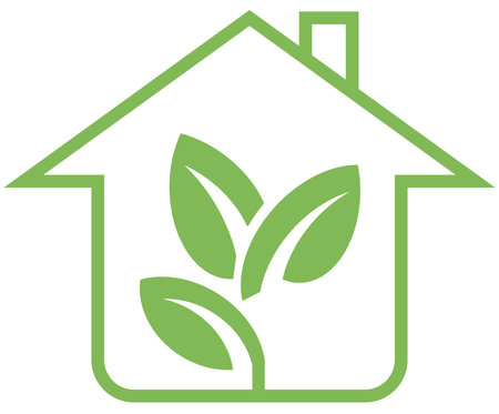 Modern green house icon representing sustainability and eco-friendly living in designのイラスト素材