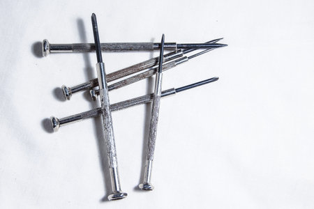 Set of small metal screwdrivers