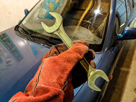 auto repair shop. different wrenches. auto repair master. wrench and auto repairの写真素材