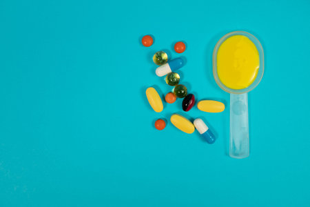 medicine. treatment. covid 19. hospital. hands of a doctor. pills and injections. thermometers and syringes. injections. therapy. human health.の写真素材