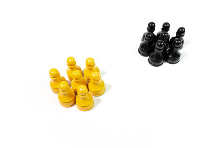 chess on a white background. Chess board. ivory chess pieces. white and black chess pieces. chess...