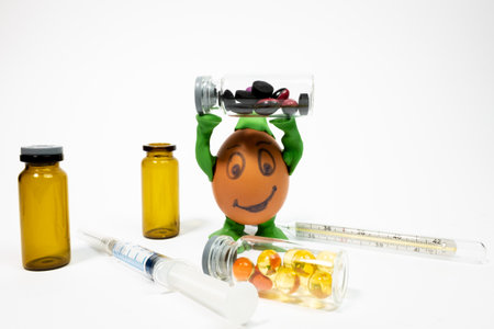 eggs with emoticons. funny emoticons. chicken eggs. funny figurine. funny toys.の写真素材