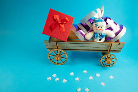 New Year's Holidays. Festive mood. Christmas and New Year. Decoration for the Christmas tree. Toys and gifts. Christmas tree. holiday and fun. winter vacation. winter holidays. christmas background. New Year characters. Snowman, santa claus. Father Frost.の写真素材