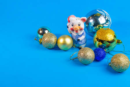 New Year's Holidays. Festive mood. Christmas and New Year. Decoration for the Christmas tree. Toys and gifts. Christmas tree. holiday and fun. winter vacation. winter holidays. christmas background. New Year characters. Snowman, santa claus. Father Frost.の写真素材