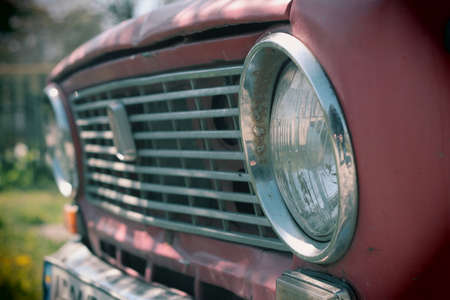 old cars. vintage car. retro car. wheels and engine. body and interior. control mechanisms.の写真素材