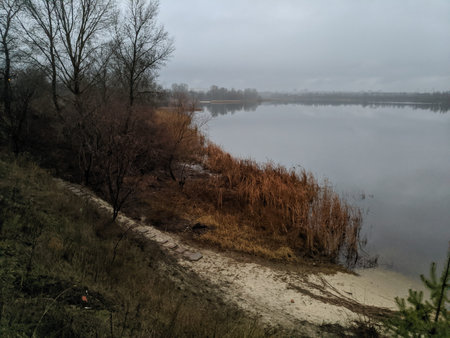 natural landscape with water. sunset and sunrise on the water. beautiful river. lake shore....