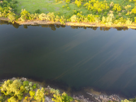 natural landscape with water. sunset and sunrise on the water. beautiful river. lake shore....