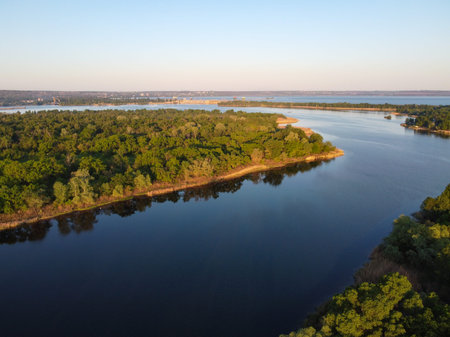 natural landscape with water. sunset and sunrise on the water. beautiful river. lake shore....