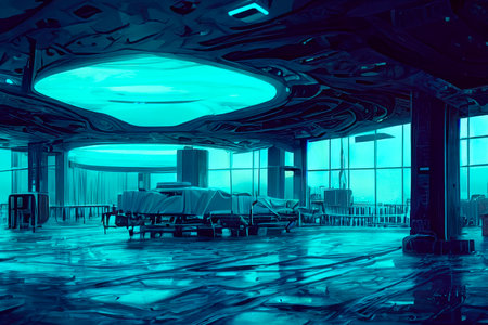 cyberpunk building. architecture of the future. post apocalypse. cyberpunk style interiorの素材