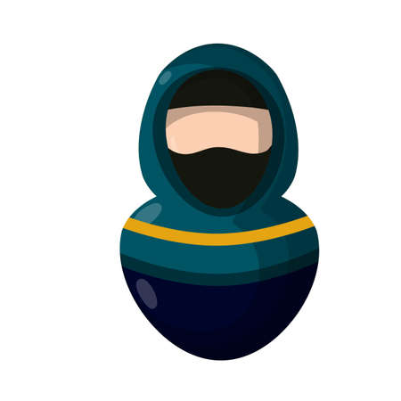 Avatar of Muslim girl covered with scarf for social network profile without face. Eastern islam culture and clothing. Flat icon illustration for appのイラスト素材