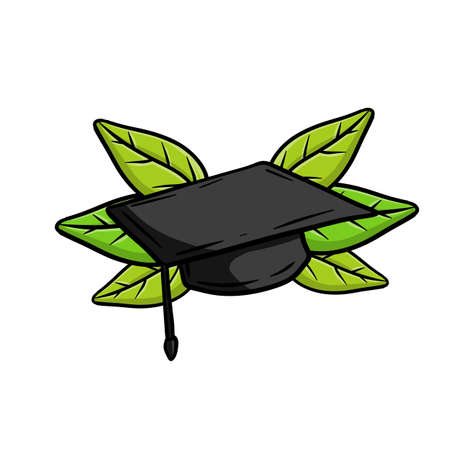 Training and education. Graduation at school. The end of the course. Student cap.のイラスト素材