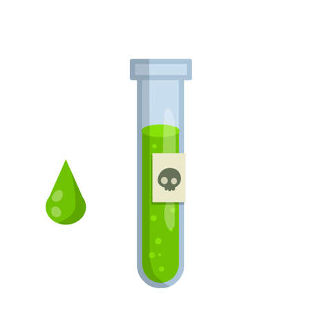 Medical preparation. Glass object. Drop of toxin. Cartoon flat illustration. Alchemical itemのイラスト素材