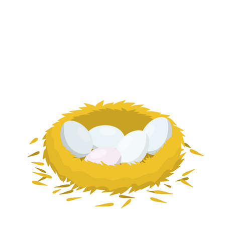 Nest and egg. Place for Chicks. Cartoon flat illustration. element of nature and forests. Wildlife. Bird houseのイラスト素材