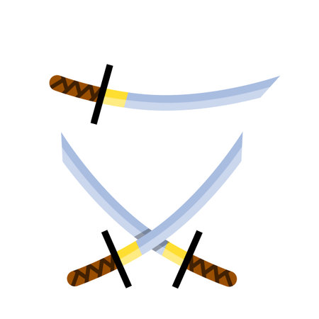Weapons of Eastern ninja warrior and samurai. Medieval the object is soldier. Crossed Weapon with...
