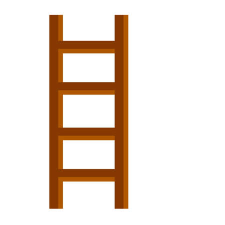 Wooden brown stairs. Go up to the top level. Straight and inclined objects. Rustic country equipmentのイラスト素材