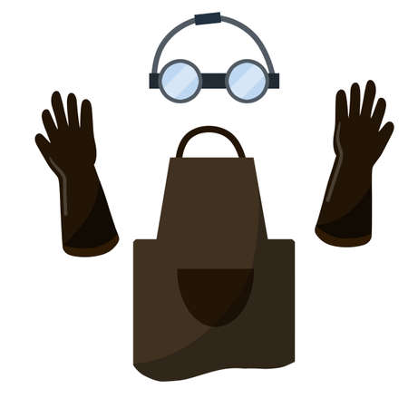 Type of profession. Cartoon flat illustration. Glasses and glove. Industrial professionのイラスト素材